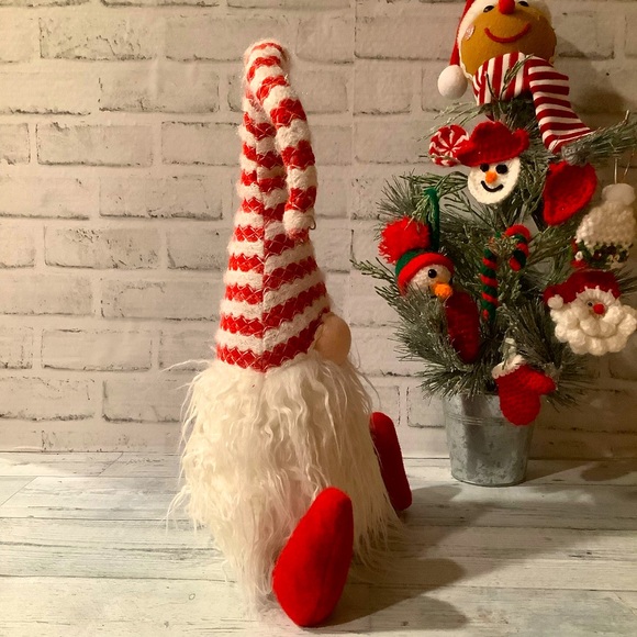 Winter Farmhouse Striped Hat Christmas Gnome - Picture 5 of 5